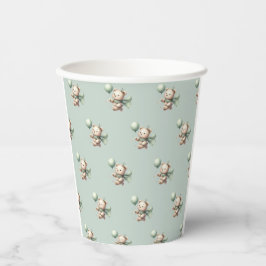 Vasos De Papel Sage Green Bear Cubos de papel de Baby Shower