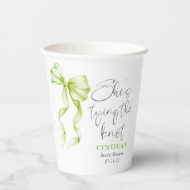 Vasos De Papel Sage Green Bow She's Tying the Knot Bridal Shower