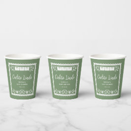 Vasos De Papel Sage Green Cielito Lindo Talavera Baby Shower