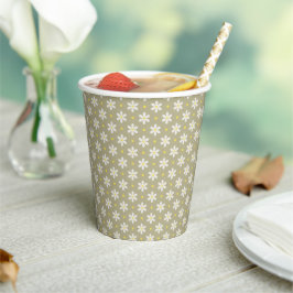 Vasos De Papel Sage Green Cottagecore Daisy Pattern
