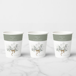 Vasos De Papel Sage Green Eucalyptus Champagne Boda Cuadros de pa