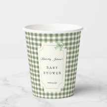 Sage Green Gingham y Bow Baby Shower