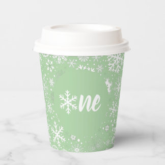 Vasos De Papel Sage Green Snowflake One Paper Cup