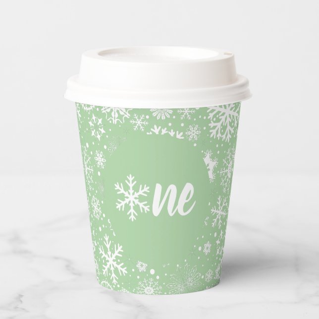 Vasos De Papel Sage Green Snowflake One Paper Cup (Anverso)