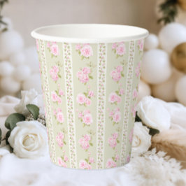 Vasos De Papel Sage Green Vintage Floral