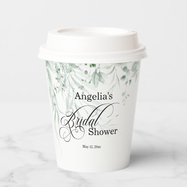 Vasos De Papel Sage Greenery Bridal Shower (Anverso)