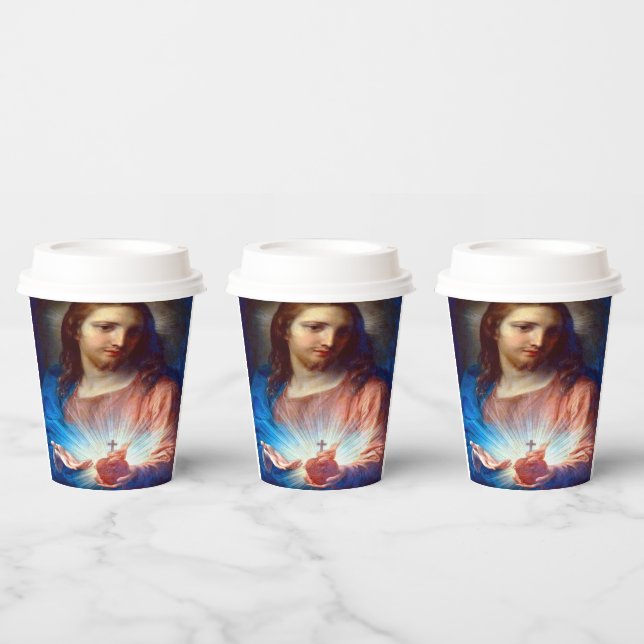 Vasos De Papel Sagrado Corazón de Jesús (Multi)