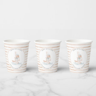 Vasos De Papel Sailor Bear Tan Stripe Baby Shower