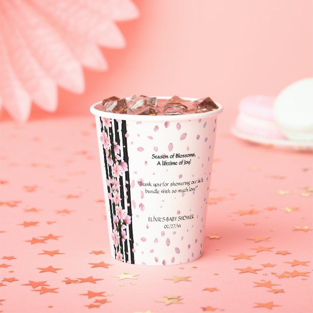 Vasos De Papel Sakura Spring Cherry florece Baby Shower (in situ)