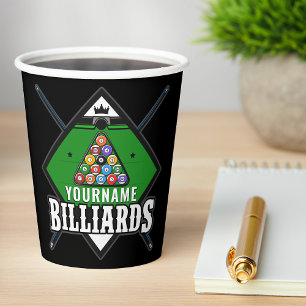 Vasos De Papel Sala de billar personalizada NOMBRE de pila de rac