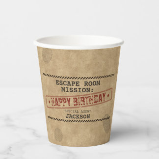 Vasos De Papel Sala de Escape Cumpleaños Misterio Personalizado V