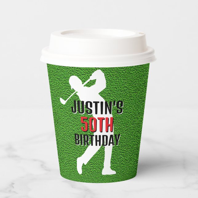 Vasos De Papel Salgamos a un cumpleaños de golf (Anverso)