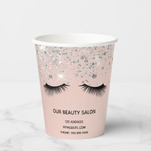 Vasos De Papel Salón de belleza rosa azotes de plata dorada