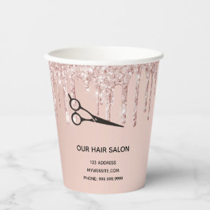 Vasos De Papel Salón de pelo rosa purpurina de oro azota negocios