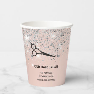 Vasos De Papel Salones de pelo rosa latigazos dorados plateados