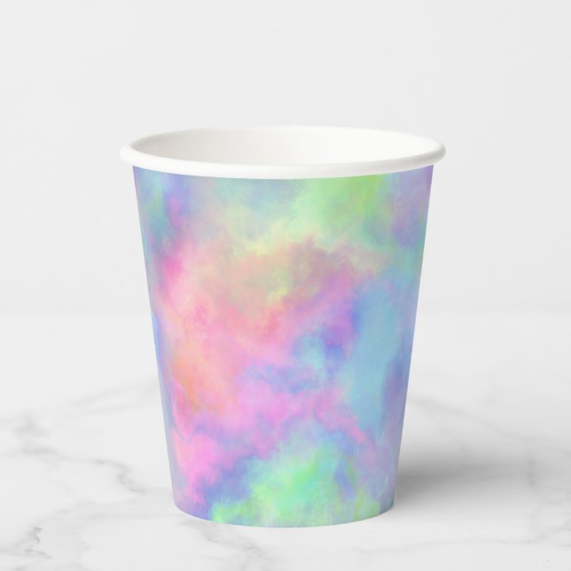 Vasos De Papel salpicadura de acuarela opal: (Anverso)