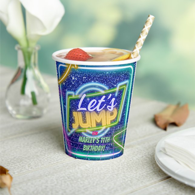 Vasos De Papel Saltemos al Fiesta Bonza Neon Trampoline Park (in situ)