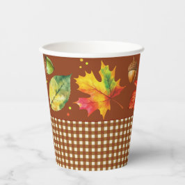 Vasos De Papel Saltos de otoño y Gingham