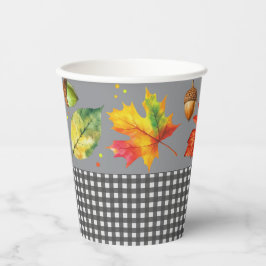 Vasos De Papel Saltos de otoño y Gingham