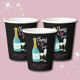 Vasos De Papel Saludos a los 30 años, burbujeante fiesta de 30 añ