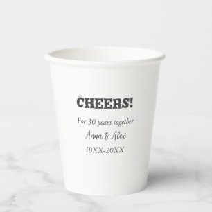 Vasos De Papel Saludos a los 30 años juntos aniversario agregar n