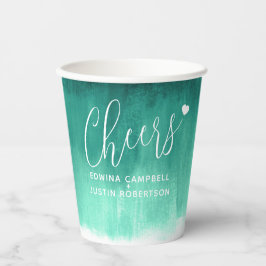 Vasos De Papel Saludos boda de arte abstracto verde esmeralda