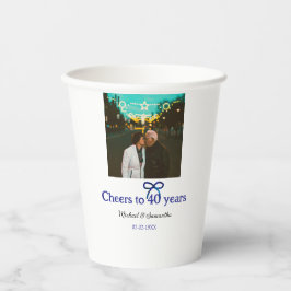 Vasos De Papel Saludos del arco iris azul a boda de 40 años