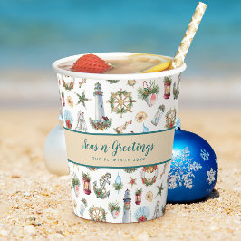 Vasos De Papel Saludos Navideños Personalizados Náuticos