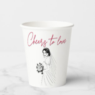 Vasos De Papel Saludos para amar la Copa de Papel de Ducha Bridal