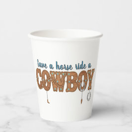 Vasos De Papel salva un caballo monta un vaquero