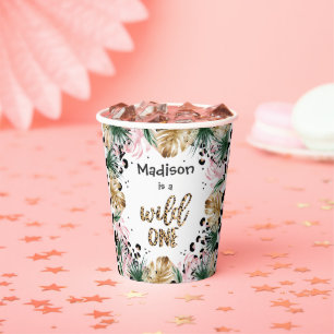 Vasos De Papel Salvaje leopardo de un cumpleaños imprime Fiesta 