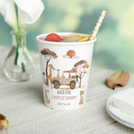 Vasos De Papel Salvaje Safari de cumpleaños 1 niño