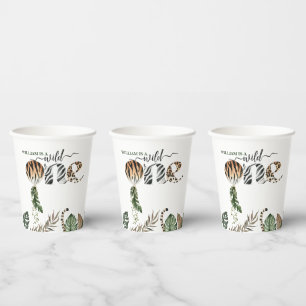 Vasos De Papel Salvaje Un género moderno Neutral Primer cumpleaño