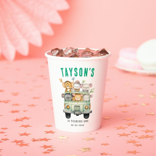 Vasos De Papel Salvaje Un Safari de la Selva Niño Primer cumpleañ (in situ)