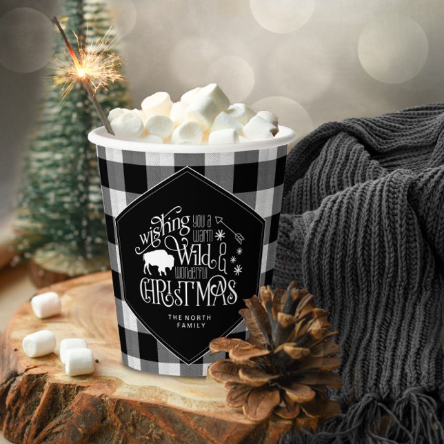 Vasos De Papel Salvajes Navidades Maravillosos Negro Buffalo Plai (Subido por el creador)