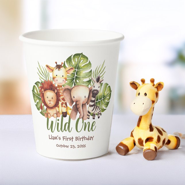 Vasos De Papel Salvajes un Safari primer cumpleaños de animales d (Subido por el creador)