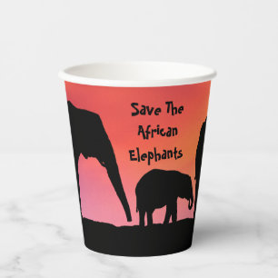 Vasos De Papel Salvar a los elefantes africanos