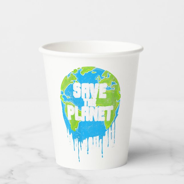 Vasos De Papel Salvar el Día del Planeta Tierra (Anverso)