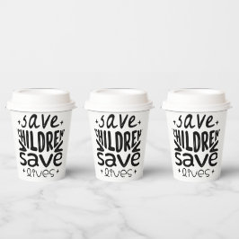 Vasos De Papel Salven niños, salven vidas