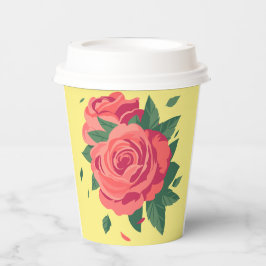 Vasos De Papel San Valentín cuece rosas rosas rosas rosas en el f