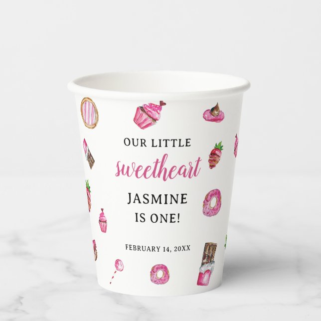 Vasos De Papel San Valentín postre dulce de cumpleaños (Anverso)