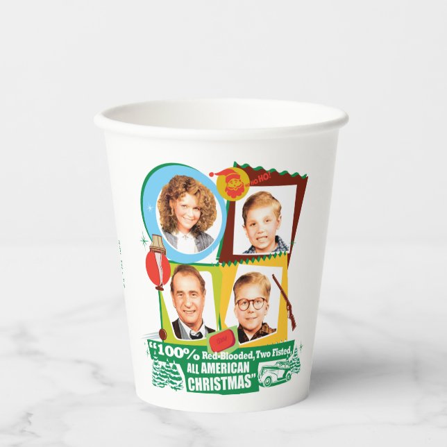 Vasos De Papel Sangre Roja, Dos Puños, Todos Navidades Americanos (Anverso)