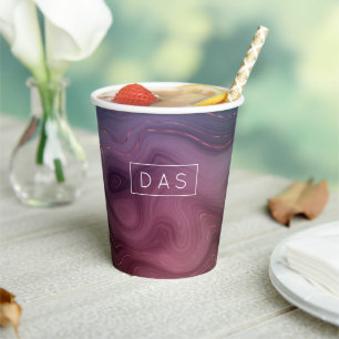 Vasos De Papel Sangria Strata Monograma de Moody Pink Purple Ag