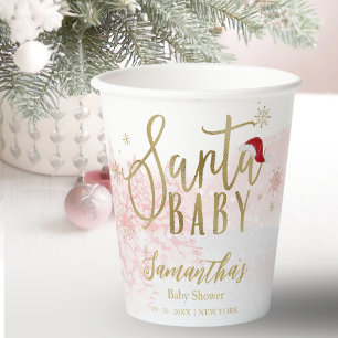 Vasos De Papel Santa Baby Chica de Navidad Baby Shower
