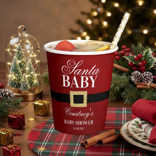 Vasos De Papel Santa Baby Fiesta de Bebé de Navidad