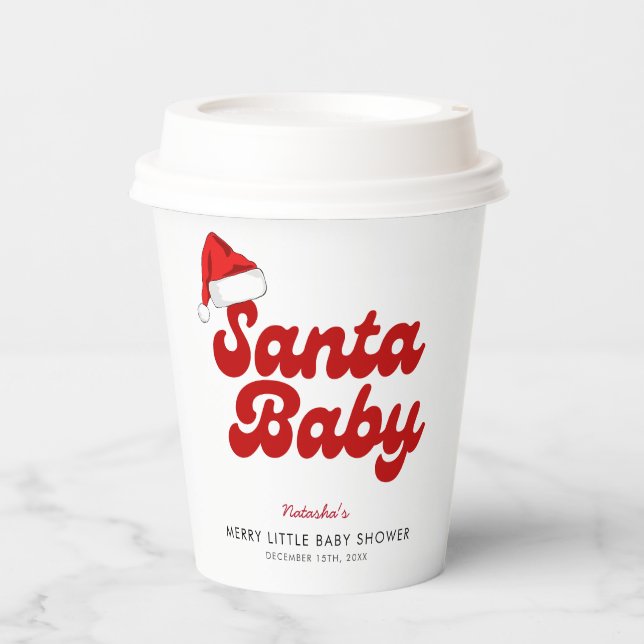 Vasos De Papel Santa Baby Merry Little Navidad Baby Shower (Anverso)