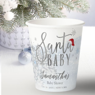 Vasos De Papel Santa Baby Navidad Invierno Baby Shower