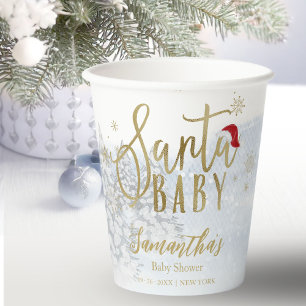 Vasos De Papel Santa Baby Navidad Invierno Baby Shower