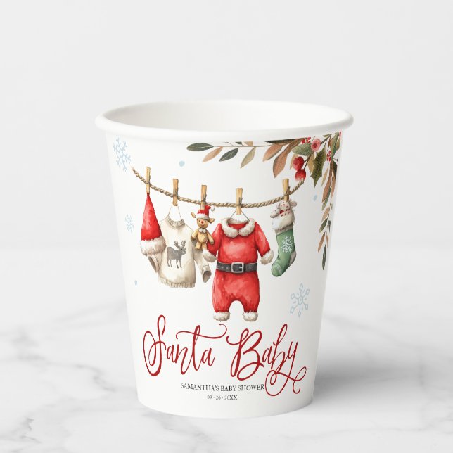 Vasos De Papel Santa Baby Navidad Invierno Baby Shower (Anverso)