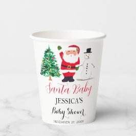 Vasos De Papel Santa Baby Shower Red Cute simple Gracias